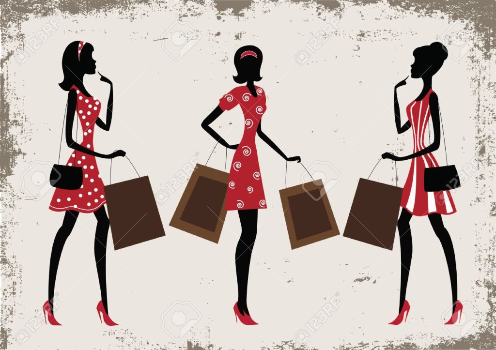 silhouettes-of-a-women-shopping-vintage-style