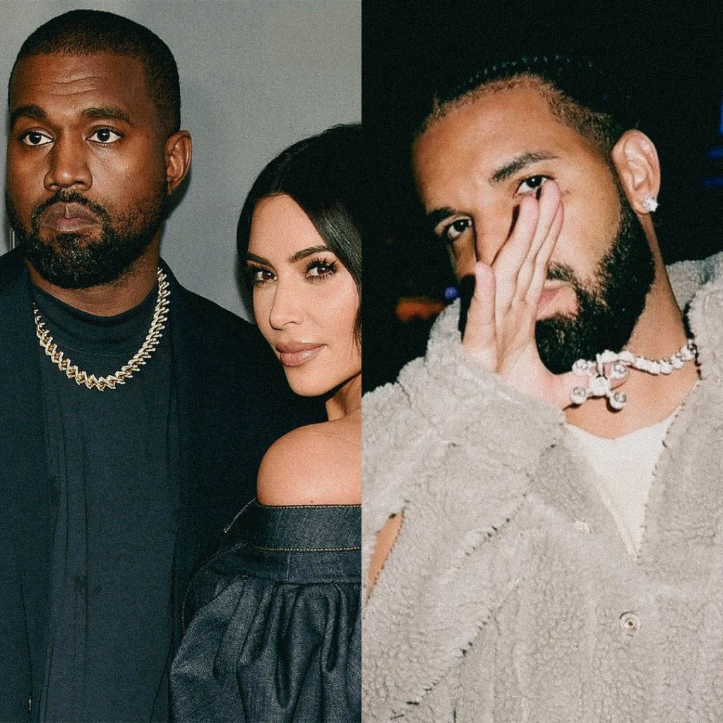 Picture of Kanye West, Kim Kardashian and Drake